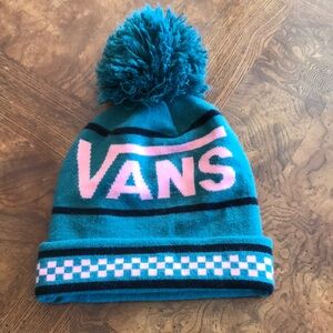 Vans Green, Pink, Black Pom Pom Beanie, Toque